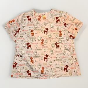Rudolph Red-Nosed Reindeer Scrub Top Women’s 2X Holiday Christmas
